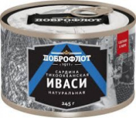 Сардина ДОБРОФЛОТ 245г Иваси т/о натуральная ключ 1*24 В613