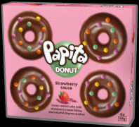 Кекс PAPITA DONUT 160г с клубничной начинкой и цветным драже в глазури 1*12