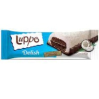 Кекс LUPPO Delish 36г с какао,кокосом и шоколадным соусом,покрытый маршмеллоу и какао 1*12
