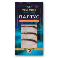 Палтус ТРИ КИТА 100г ломтики х/к 1*6